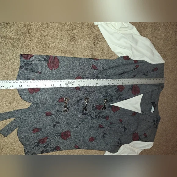 Chad Stevens 2 piece pants  suit / size 16w / gray with floral design - Picture 10 of 15